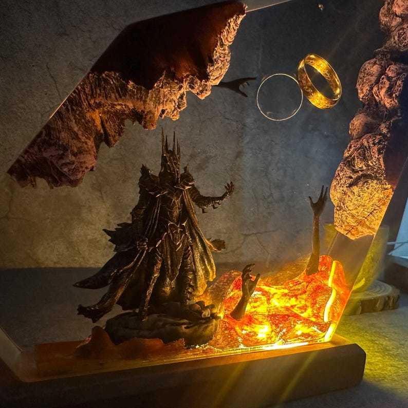 Diorama Ring lamp, Custom Epoxy Resin Lamp, Lighting Home Decor, Resin Night Light, Christmas gifts, gift for him, halloween