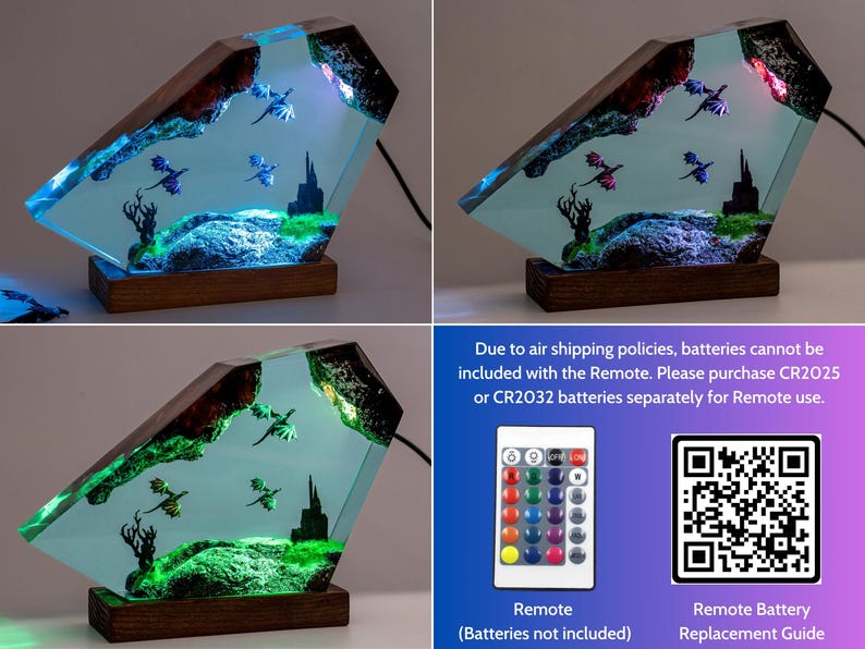 Fire Dragon and Ice Dragon Resin Lamp, Dragon lamp for home decor, Ancient Red Dragon, Christmas Gift,Handmade Night Light