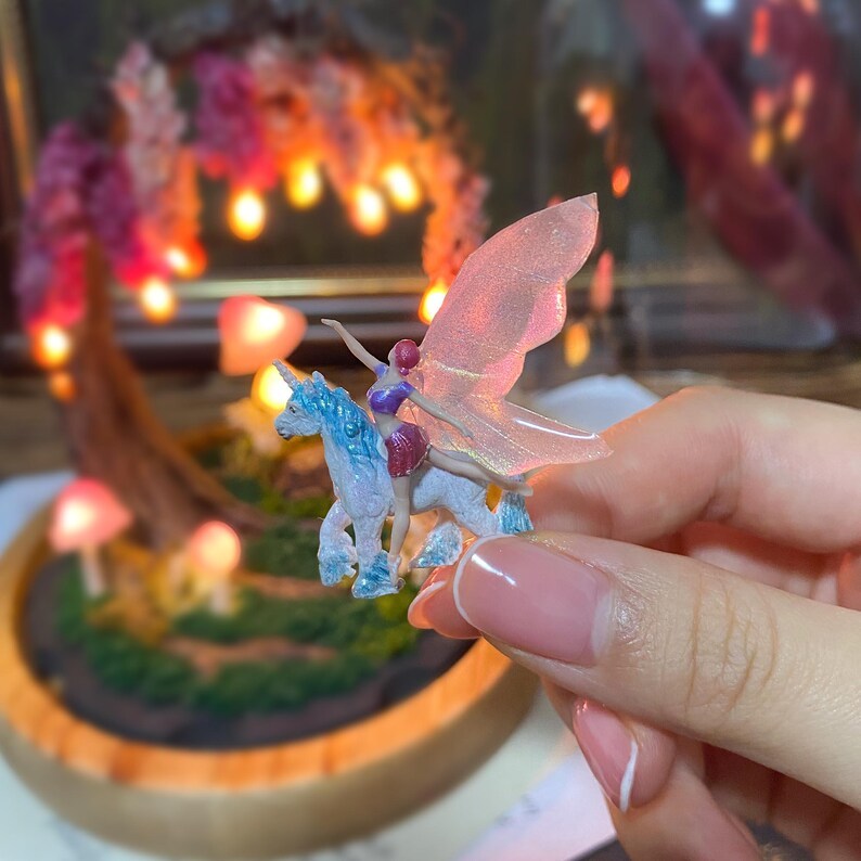 Pink Wisteria Fairy Unicorn Mushroom Night Light, Magic Mushroom Lamp, Cute Fairy Lamp, Flower Nightlight, Enchanted Fairy Decor,Unique gift