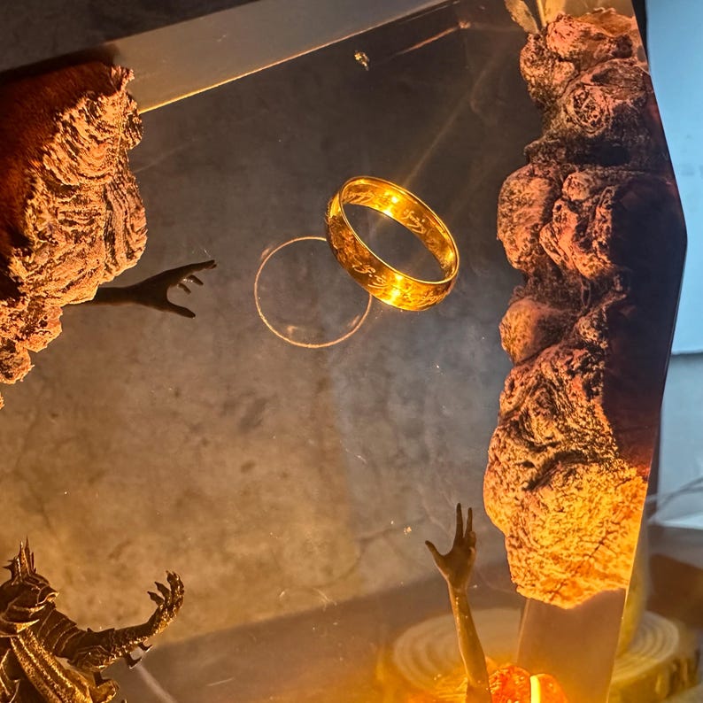 Diorama Ring lamp, Custom Epoxy Resin Lamp, Lighting Home Decor, Resin Night Light, Christmas gifts, gift for him, halloween