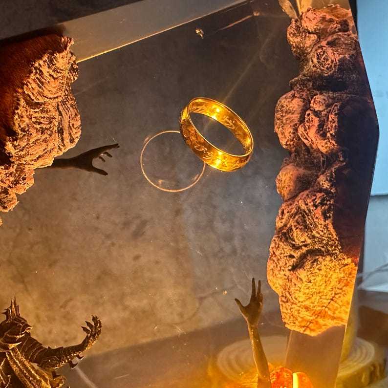 Diorama Ring lamp, Custom Epoxy Resin Lamp, Lighting Home Decor, Resin Night Light, Christmas gifts, gift for him, halloween