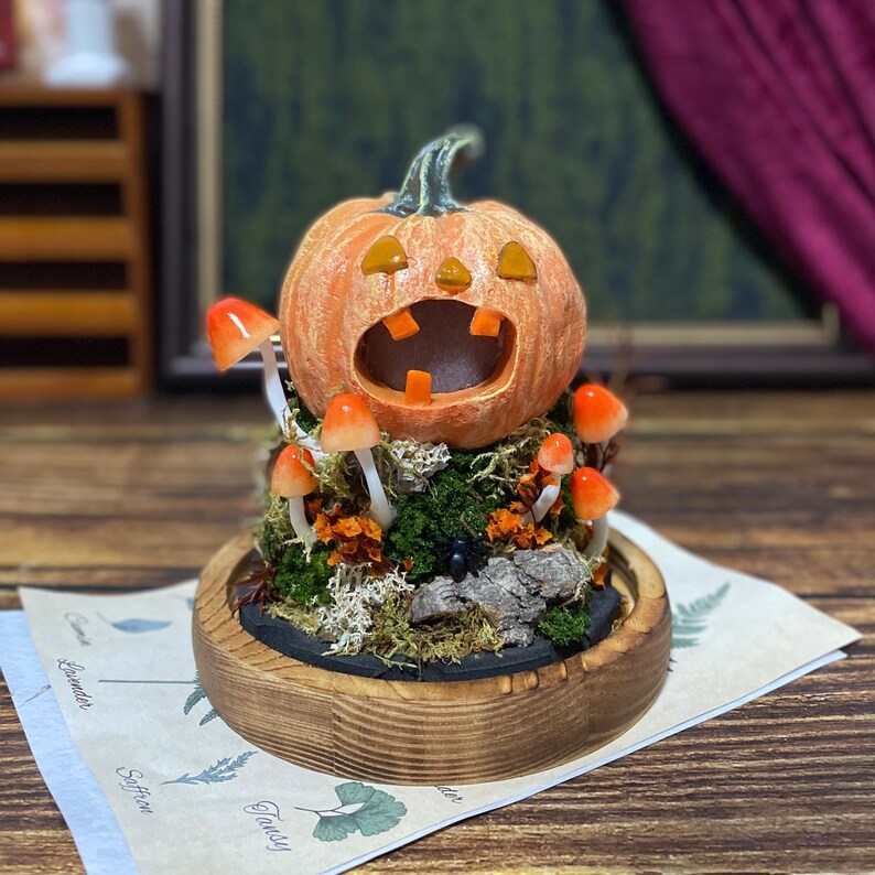 Halloween Pumpkin Mushroom Lamp, Cute Jack O Lantern Lamp, Halloween Light Decor, Witchy Gifts, Glowing Pumpkin Lamp Halloween Night Light