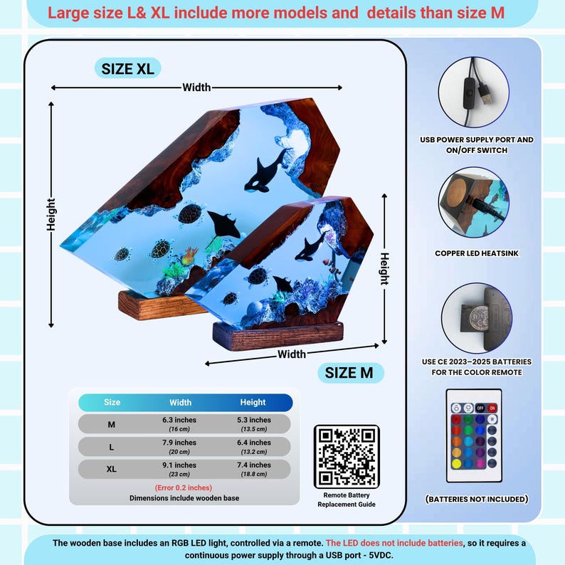 Orca & Turtle Resin Lamp: Ocean Diorama Night Light