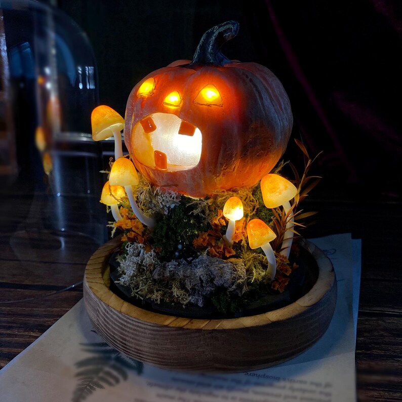 Halloween Pumpkin Mushroom Lamp, Cute Jack O Lantern Lamp, Halloween Light Decor, Witchy Gifts, Glowing Pumpkin Lamp Halloween Night Light