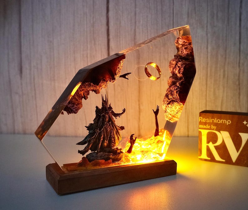 Diorama Ring lamp, Custom Epoxy Resin Lamp, Lighting Home Decor, Resin Night Light, Christmas gifts, gift for him, halloween