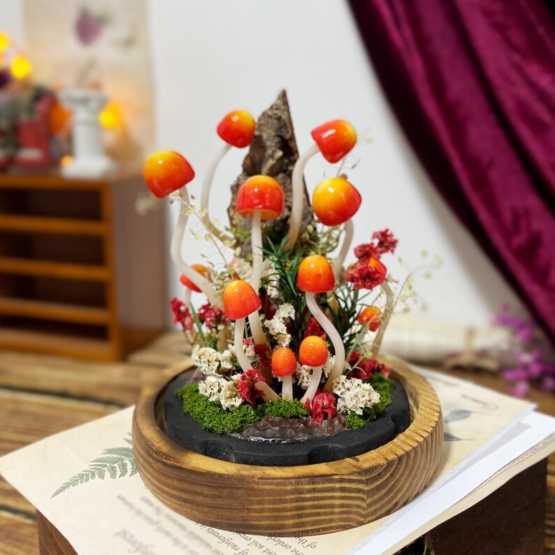 Enchanted Mushroom Forest Night Light, Handmade Glowing Mushrooms Lamp for Bedroom, Kids Room, Living Room, Magical Home Decor Creative Gift