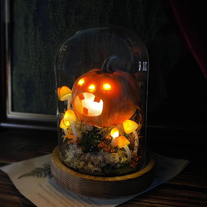 Halloween Pumpkin Mushroom Lamp, Cute Jack O Lantern Lamp, Halloween Light Decor, Witchy Gifts, Glowing Pumpkin Lamp Halloween Night Light