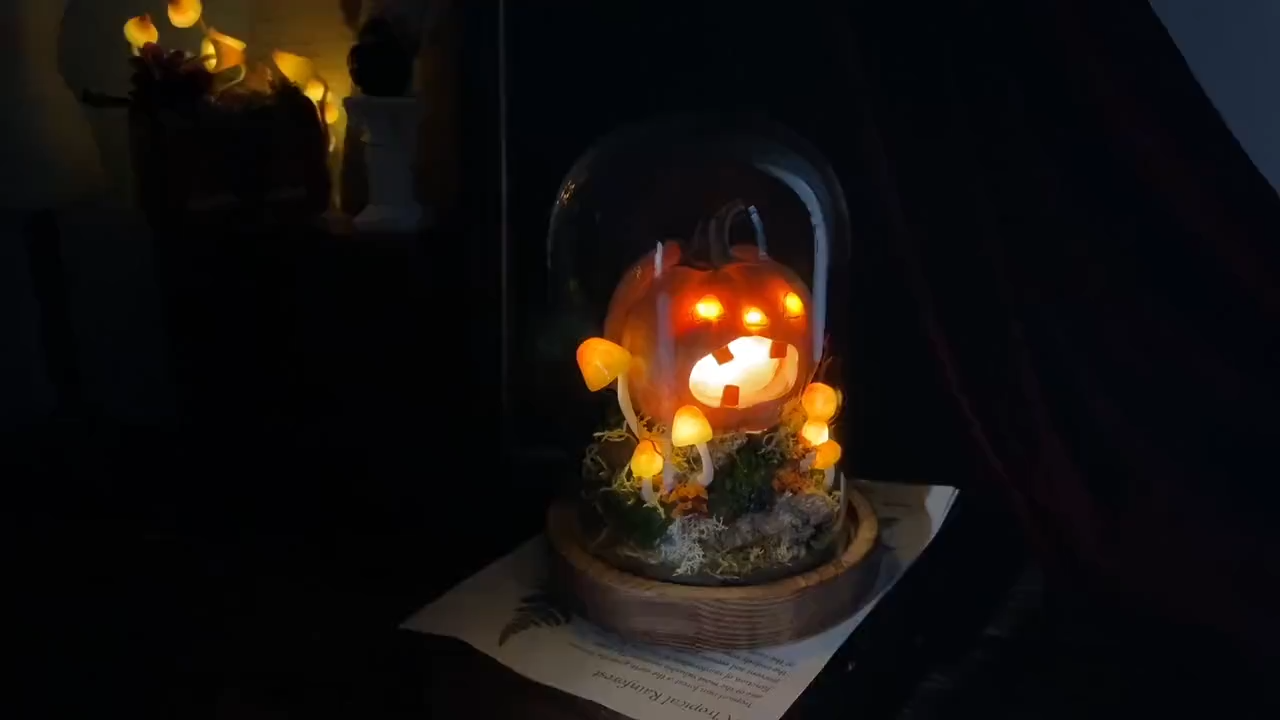 Halloween Pumpkin Mushroom Lamp, Cute Jack O Lantern Lamp, Halloween Light Decor, Witchy Gifts, Glowing Pumpkin Lamp Halloween Night Light