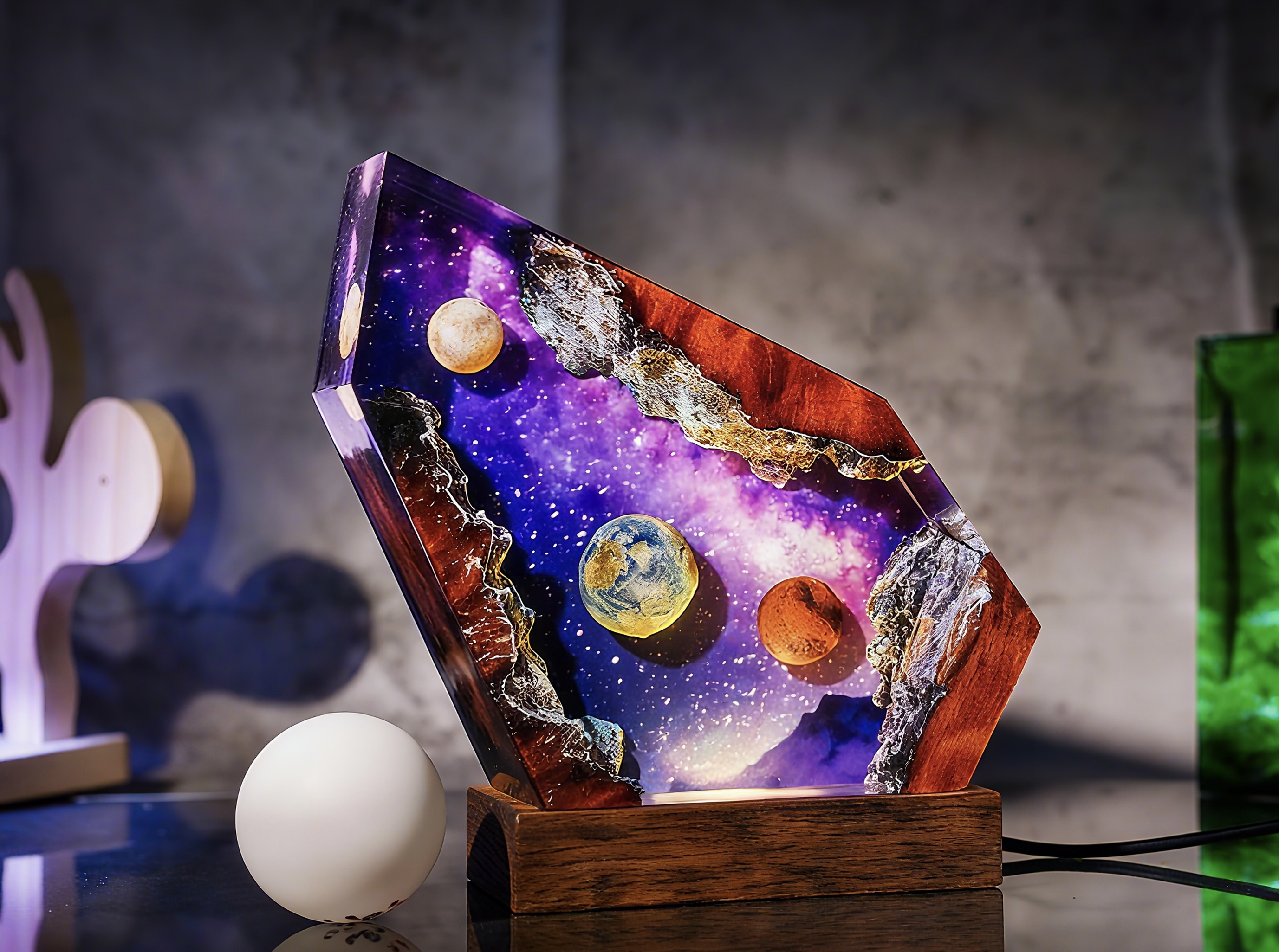 Space epoxy resin lamp, Universe Lamp, Galaxy Resin Night Light, gift for Kids, galaxy lamp for home decor, Planetary system lamp