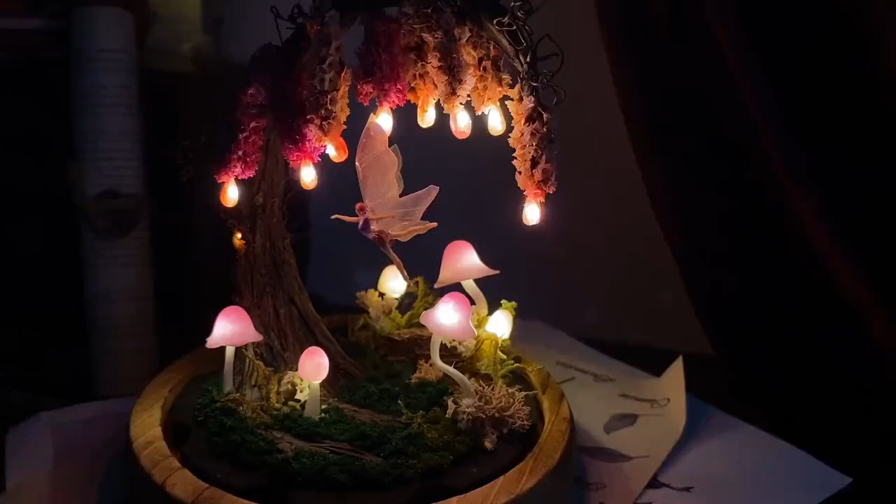 Pink Wisteria Fairy Unicorn Mushroom Night Light, Magic Mushroom Lamp, Cute Fairy Lamp, Flower Nightlight, Enchanted Fairy Decor,Unique gift