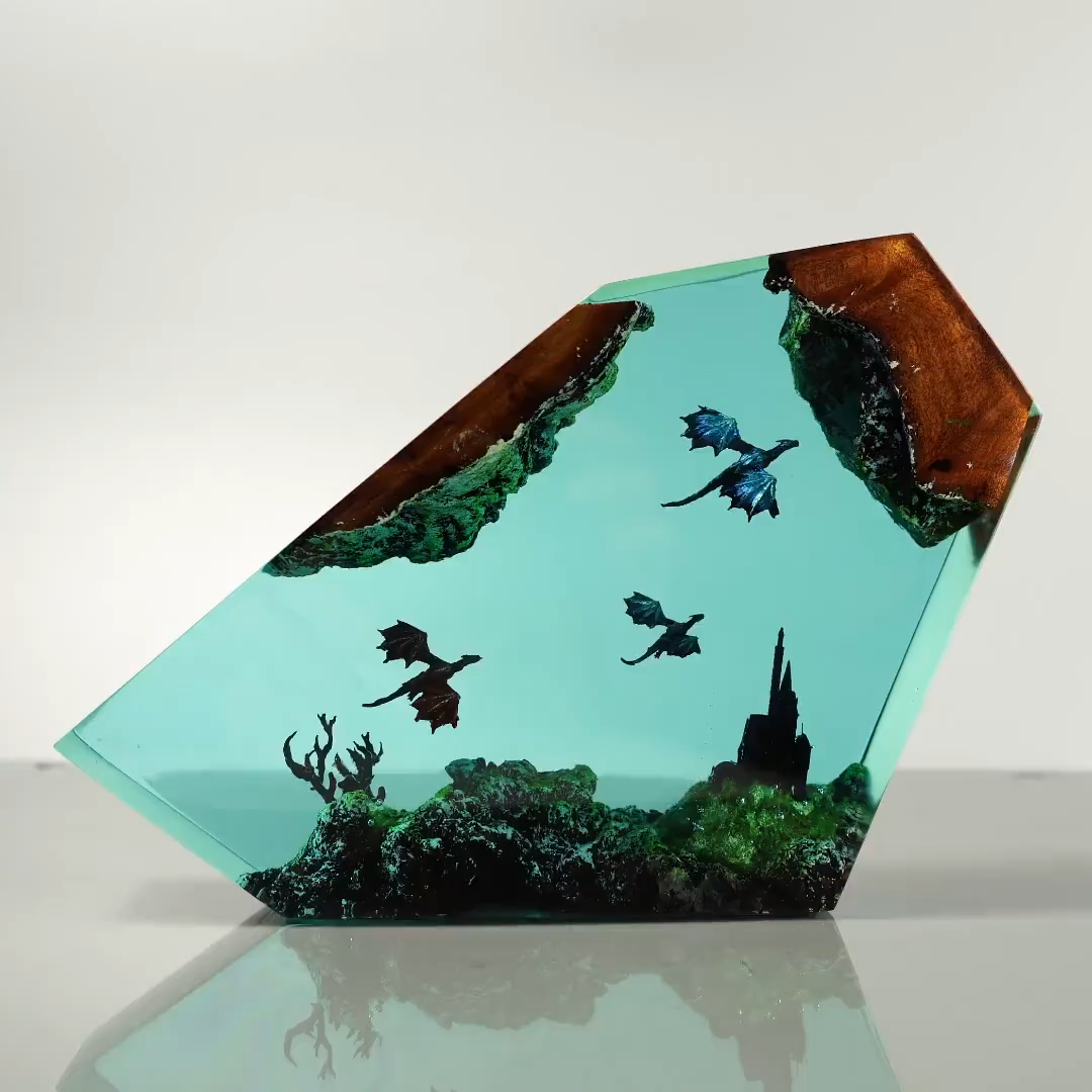 Fire Dragon and Ice Dragon Resin Lamp, Dragon lamp for home decor, Ancient Red Dragon, Christmas Gift,Handmade Night Light