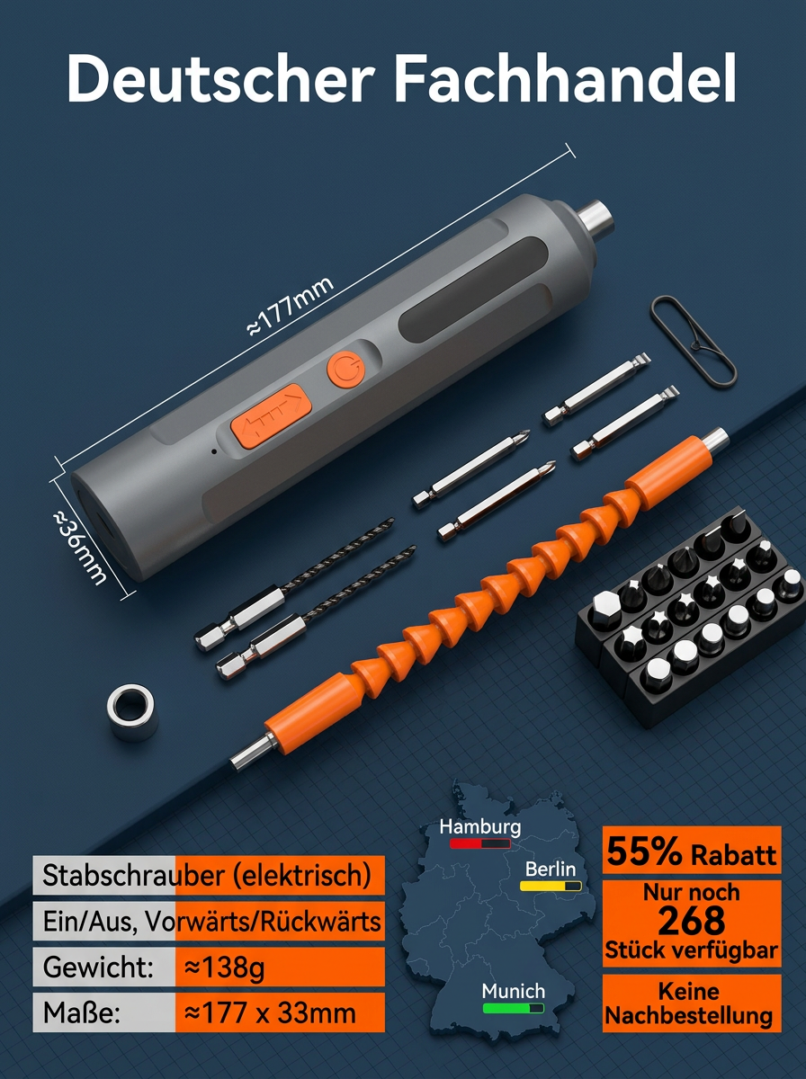 [Automatischer & manueller Modus für maximale Kontrolle] Universelles elektrisches Schraubendreher-Set, Upgrade-Version
