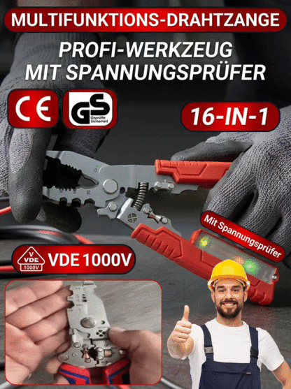16-in-1 Multifunktions-Abisolierzange mit Spannungsprüfer ⭐ 30 Jahre Profi-Erfahrung: Top-Empfehlung!