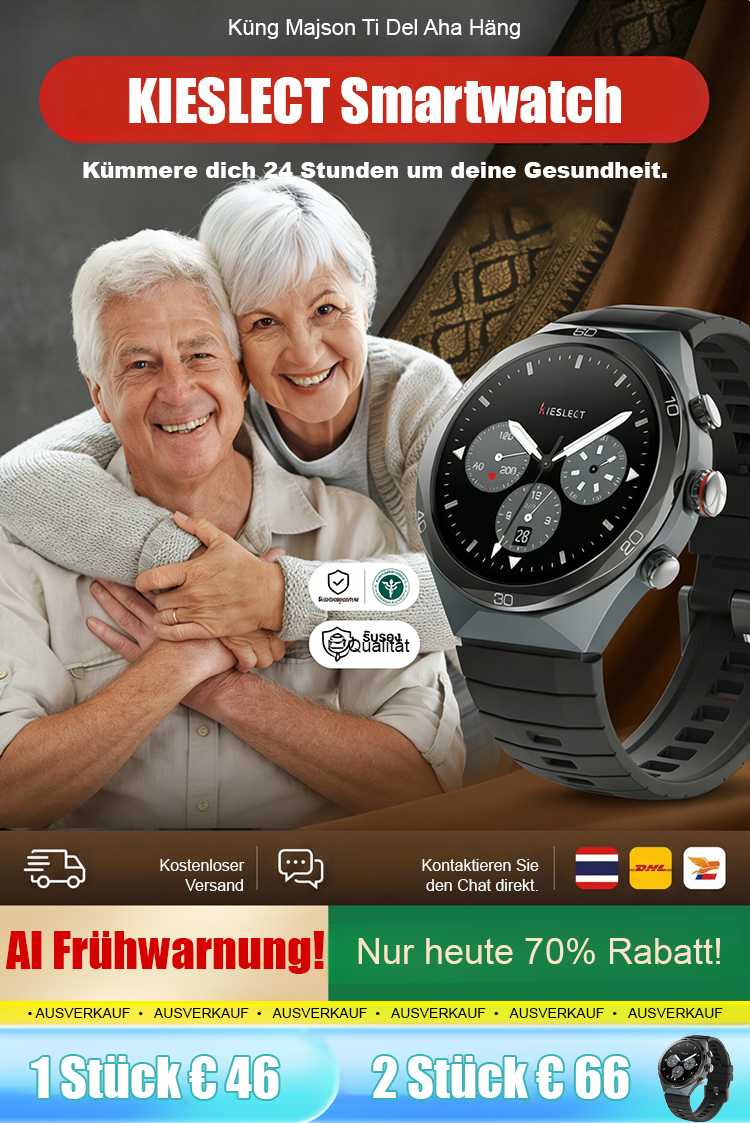 【Schmerzfreie Messung ohne Nadelstich –lebenslang gratis】AI Smartwatch für präzises Gesundheitsmonitoring