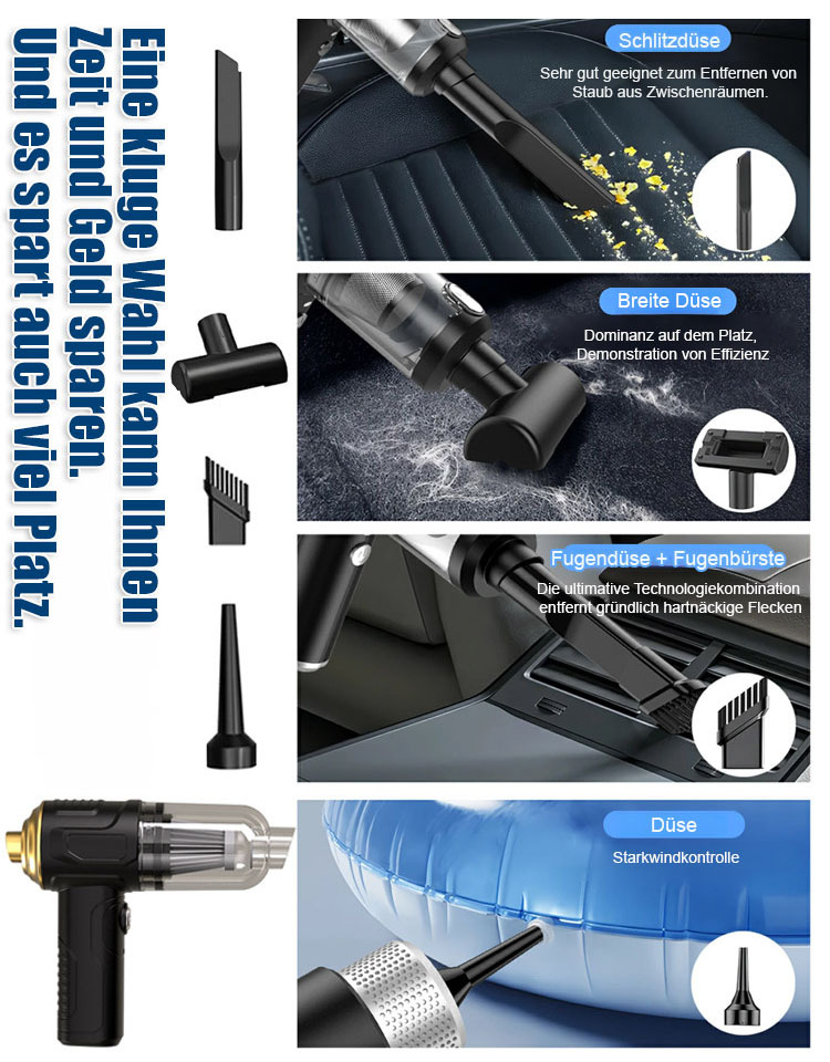 【1 Einheit = 5 Maschinen】Zweifach nutzbarer Staubsauger für Zuhause und Auto