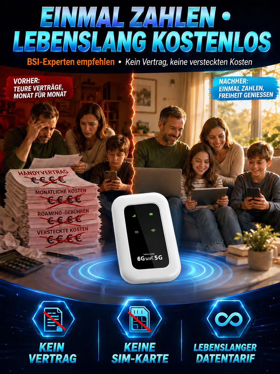 【100% Netz weltweit ohne SIM-Karte】Universelles tragbares WLAN – Einmal kaufen, ein Leben lang gratis surfen 📶