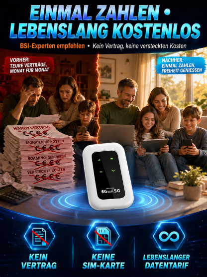 【100% Netz weltweit ohne SIM-Karte】Universelles tragbares WLAN – Einmal kaufen, ein Leben lang gratis surfen 📶
