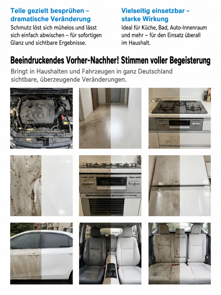 Ein Reiniger für Alles! Vielseitiger Schaumreiniger ⚡ Löst Schmutz in 10 Sek. Dermatest-Siegel für sensible Haut.