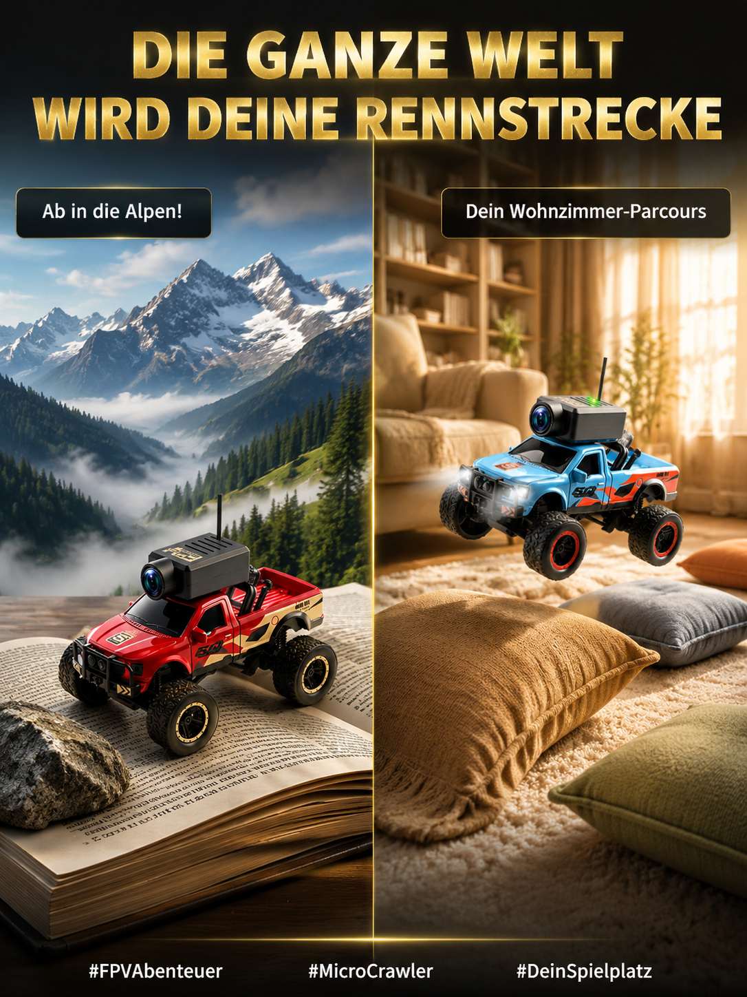 【100% Originalgetreu】1:64 Mini-Monstertruck FPV HD Kamera Offroad-Fahrzeug | 4K-HD-Kamera