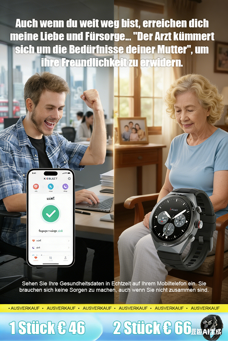 【Schmerzfreie Messung ohne Nadelstich –lebenslang gratis】AI Smartwatch für präzises Gesundheitsmonitoring