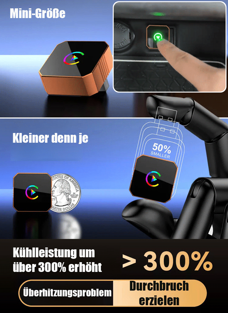【Kein Umbau nötig, kein Setup, keine Wartezeit】3-in-1 Wireless Adapter – Kompatibel mit Apple CarPlay, Android Auto und MirrorLink.
