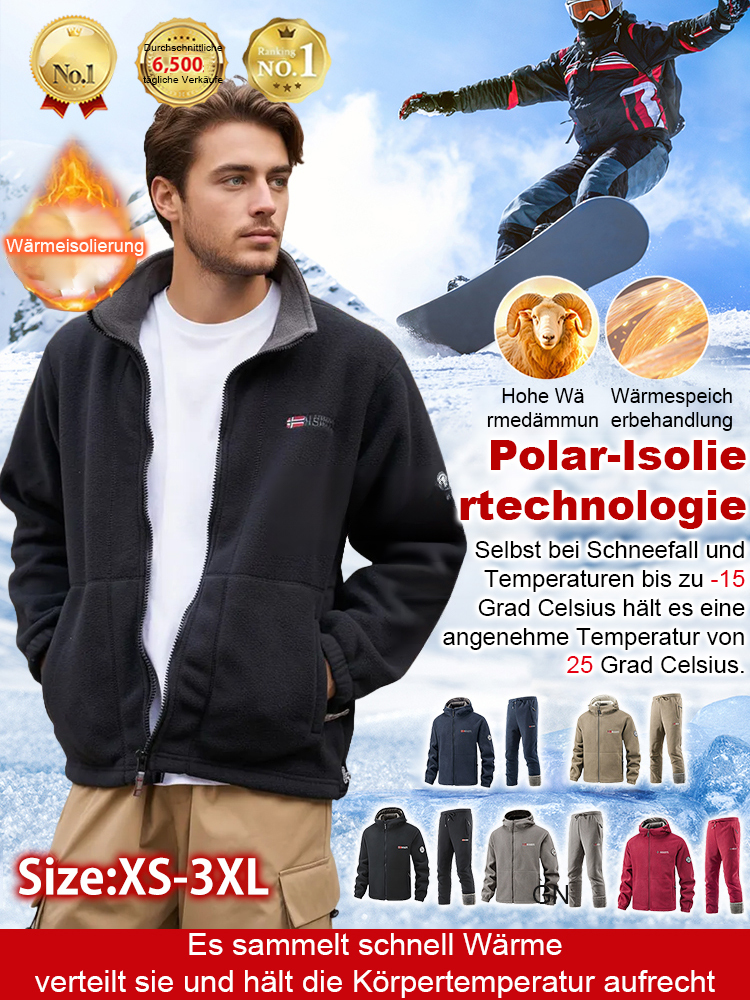 Dreifache Wärme, keine Kälte selbst bei -40 °C! Neu verbessertes Freizeitbekleidungsset mit Fleecefutter.