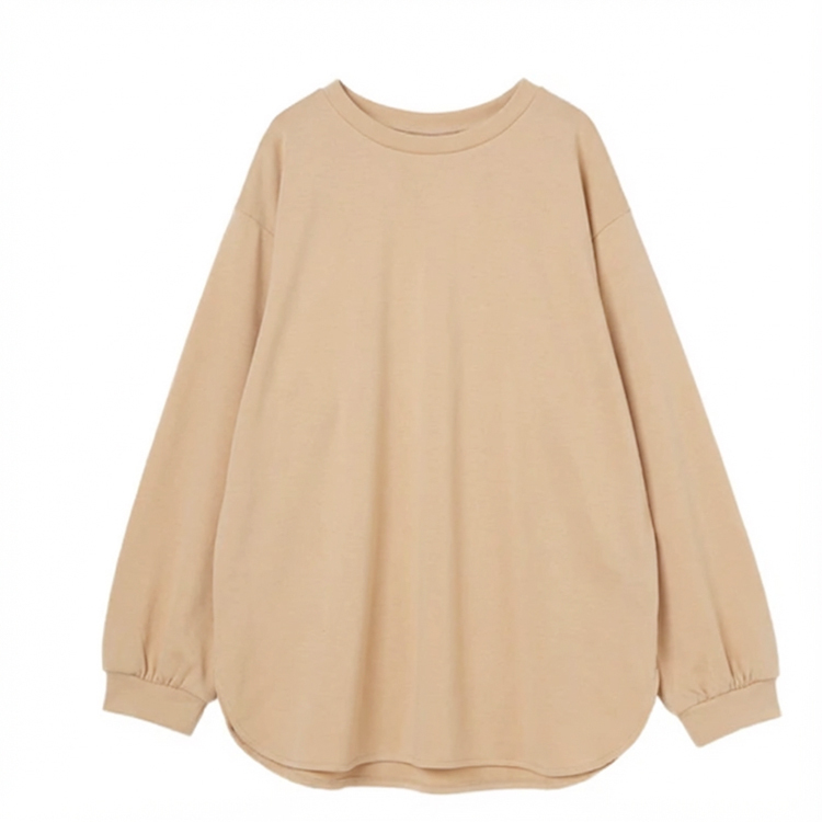 Neue Ware in 5 Farben auf Lager, Herbst/Winter locker geschnittenes, lässiges, unifarbenes Langarmsh