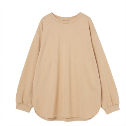 Neue Ware in 5 Farben auf Lager, Herbst/Winter locker geschnittenes, lässiges, unifarbenes Langarmsh