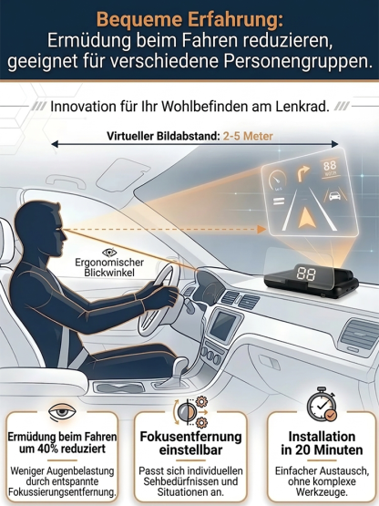 In nur 1 Sekunde wird jedes Fahrzeug zum KI-Navi!【Smartes Beifahrer-HUD】Passt perfekt in jedes Auto – egal ob PKW, SUV, Pick-up oder Camper! 