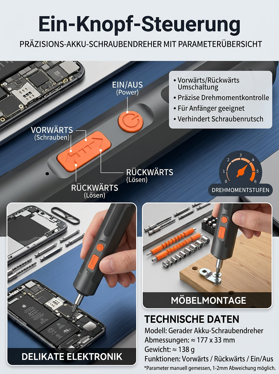 [Automatischer & manueller Modus für maximale Kontrolle] Universelles elektrisches Schraubendreher-Set, Upgrade-Version