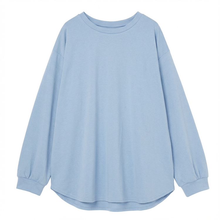 Neue Ware in 5 Farben auf Lager, Herbst/Winter locker geschnittenes, lässiges, unifarbenes Langarmsh