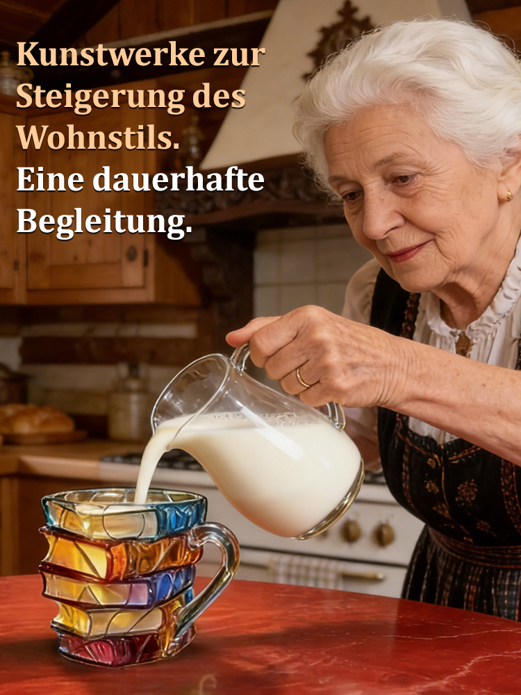 🌈Handgeätzte Details in edlen Farben: sieht aus wie ein Stapel Bücher!📚【Handgefertigt】3D-Leseglas