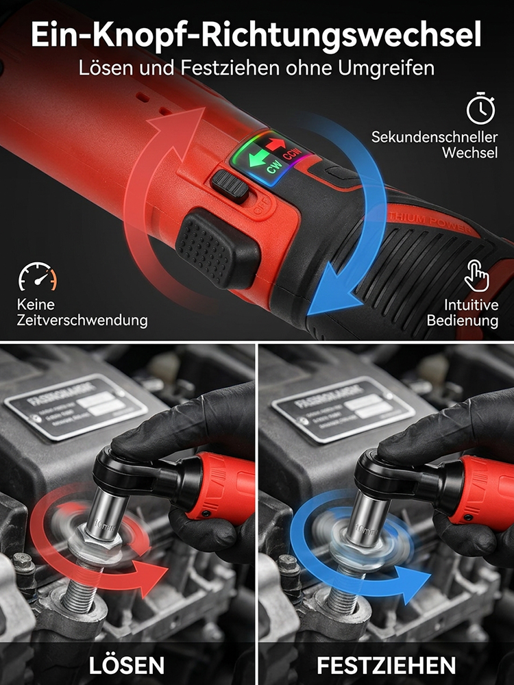 【TÜV/CE/GS Geprüft】Profi Akku-Ratschenschrauber (TU-Entwicklung)✨Funkenfrei ⚡ 45Nm Pure Power | Für enge Ecken & Kanten