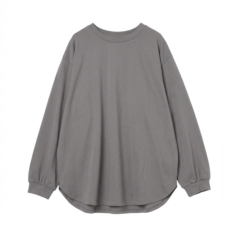 Neue Ware in 5 Farben auf Lager, Herbst/Winter locker geschnittenes, lässiges, unifarbenes Langarmsh