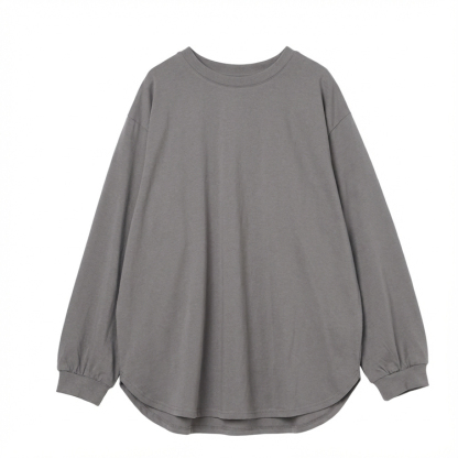 Neue Ware in 5 Farben auf Lager, Herbst/Winter locker geschnittenes, lässiges, unifarbenes Langarmsh