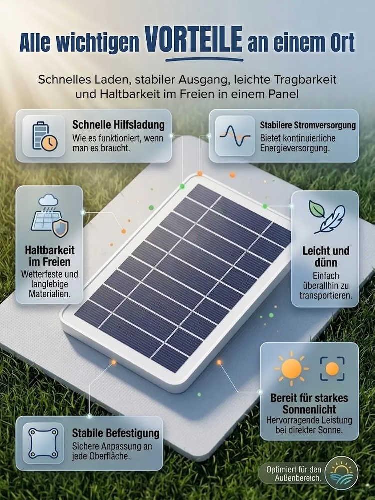 Der tragbare multifunktionale Solarladegerät ⚡ Kein Stromanschluss nötig ☀️ Lädt nur mit Licht – für immer 0 Stromkosten