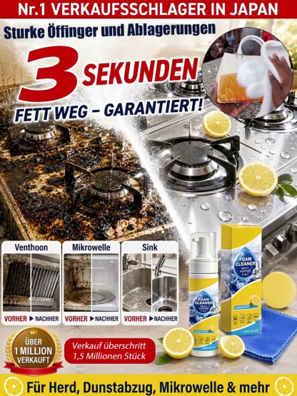 Ein Reiniger für Alles! Vielseitiger Schaumreiniger ⚡ Löst Schmutz in 10 Sek. Dermatest-Siegel für sensible Haut.