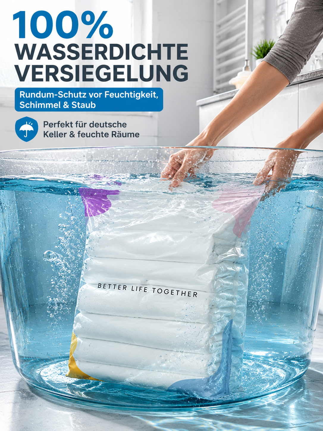 【Keine Pumpe nötig / Kein manuelles Abpumpen】Dreidimensionaler Anti-Falten Vakuumkompressions-Aufbewahrungsbeutel