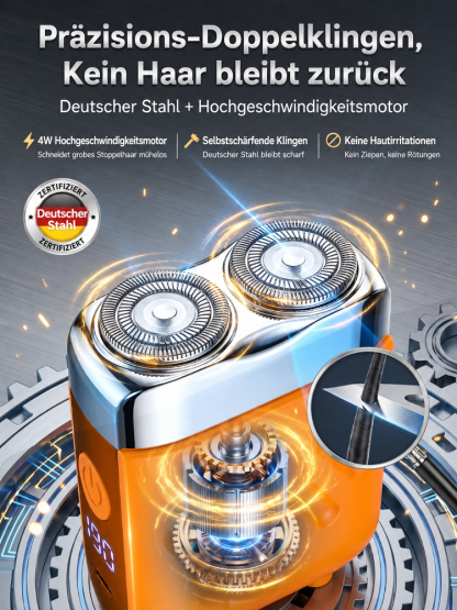 Neue Generation Doppelkopf-Taschenelektrorasierer: Kein Ziehen, kein Brennen, keine roten Flecken nach der Rasur!