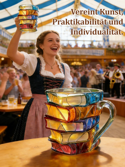 🌈Handgeätzte Details in edlen Farben: sieht aus wie ein Stapel Bücher!📚【Handgefertigt】3D-Leseglas