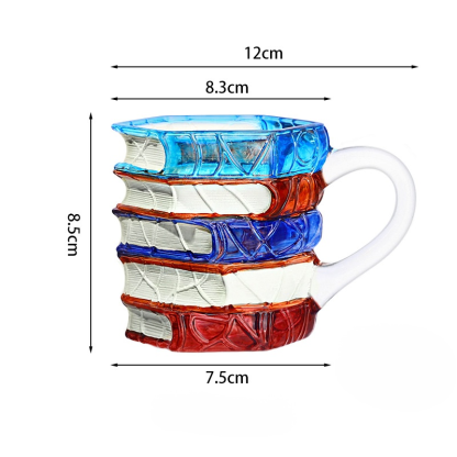 🌈Handgeätzte Details in edlen Farben: sieht aus wie ein Stapel Bücher!📚【Handgefertigt】3D-Leseglas