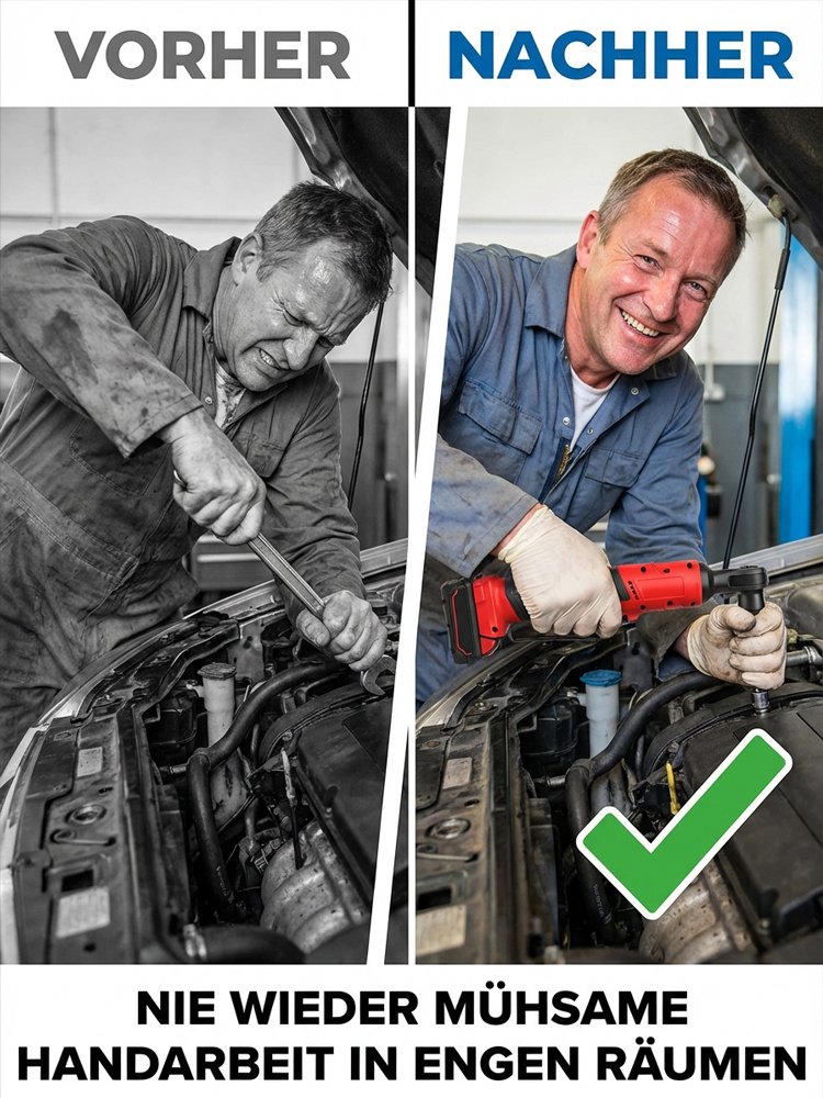 【TÜV/CE/GS Geprüft】Profi Akku-Ratschenschrauber (TU-Entwicklung)✨Funkenfrei ⚡ 45Nm Pure Power | Für enge Ecken & Kanten