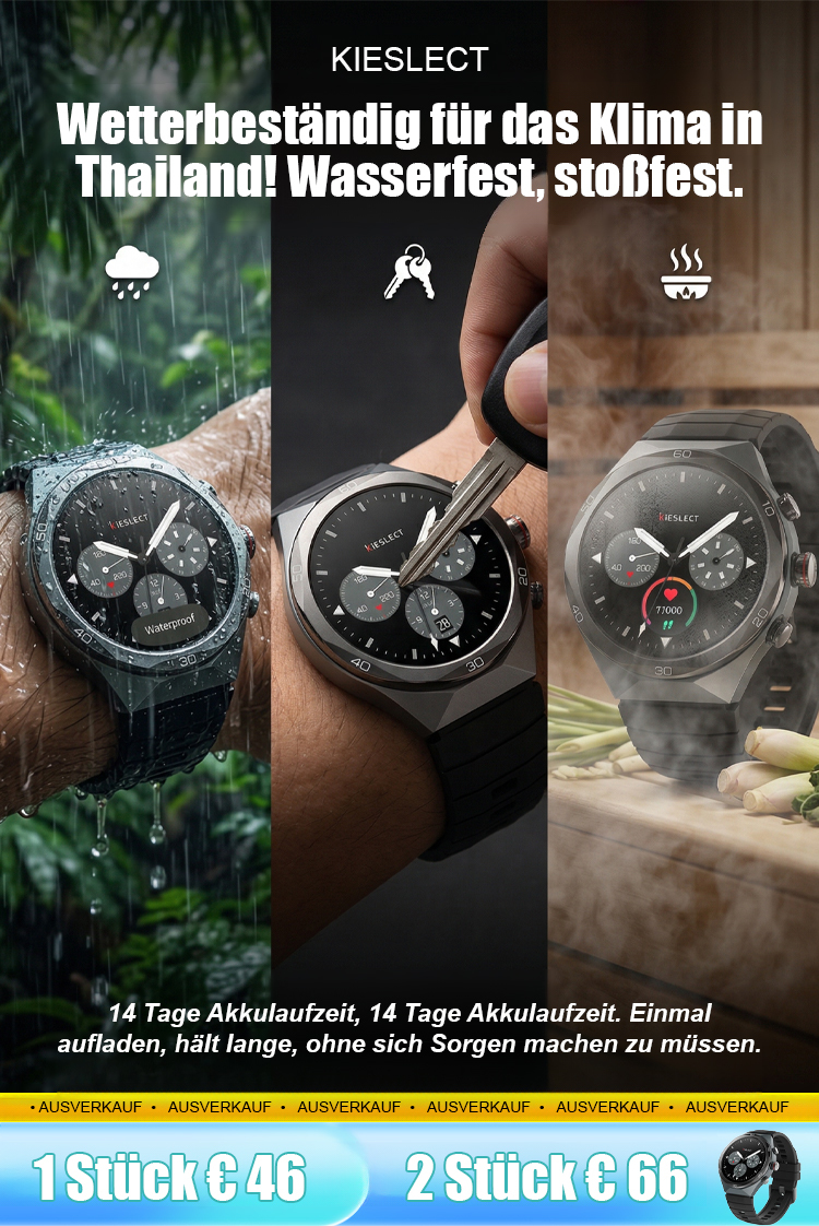 【Schmerzfreie Messung ohne Nadelstich –lebenslang gratis】AI Smartwatch für präzises Gesundheitsmonitoring