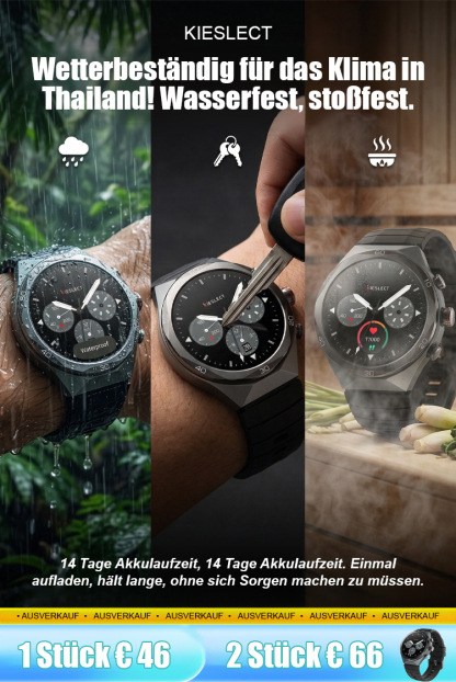 【Schmerzfreie Messung ohne Nadelstich –lebenslang gratis】AI Smartwatch für präzises Gesundheitsmonitoring