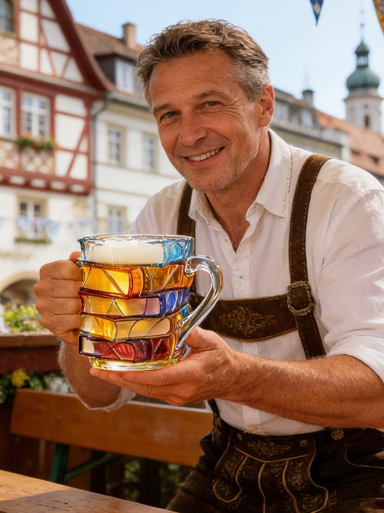 🌈Handgeätzte Details in edlen Farben: sieht aus wie ein Stapel Bücher!📚【Handgefertigt】3D-Leseglas