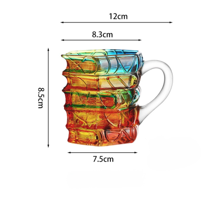 🌈Handgeätzte Details in edlen Farben: sieht aus wie ein Stapel Bücher!📚【Handgefertigt】3D-Leseglas