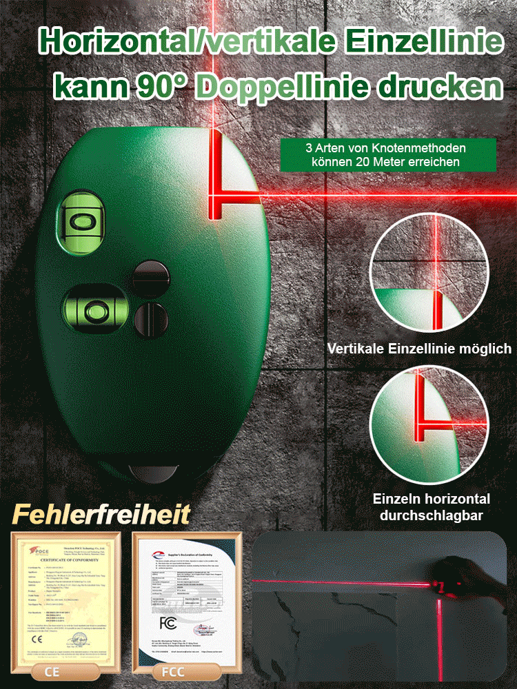 1-Sekunden-Präzision bis 100 m – null Fehler! Zehn Jahre unzerstörbar Starker Magnet-Kopfnadel-Wasserwaage