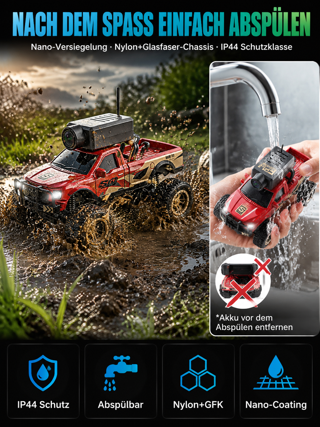 【100% Originalgetreu】1:64 Mini-Monstertruck FPV HD Kamera Offroad-Fahrzeug | 4K-HD-Kamera