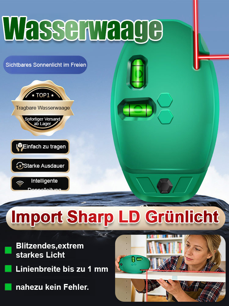 1-Sekunden-Präzision bis 100 m – null Fehler! Zehn Jahre unzerstörbar Starker Magnet-Kopfnadel-Wasserwaage