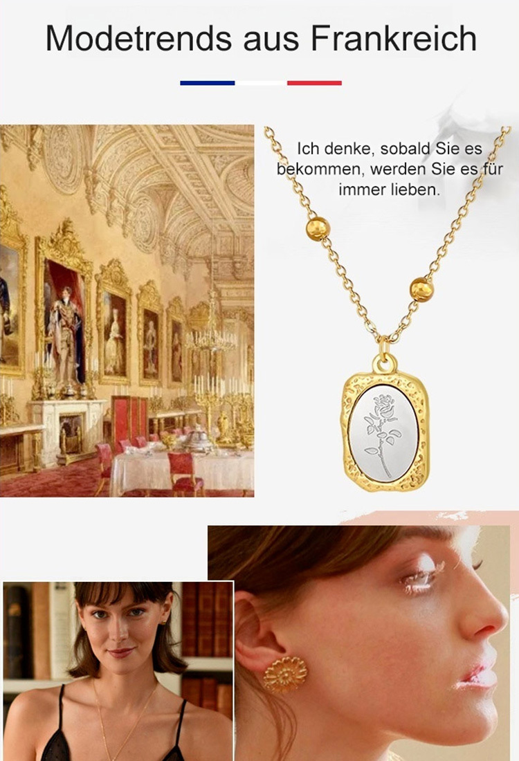 Luxuriöse Goldene Rosenblütenkette im Langen Stil